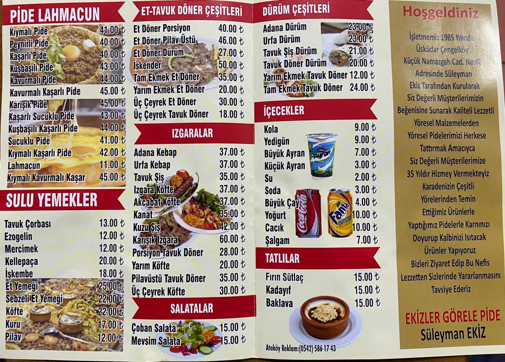 Menu Ekizler Görele Pide-1